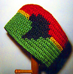 Red Gold Green Black Africa Map Crochet Hat by Delores Chamblin