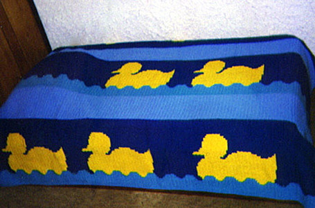 Baby Ducks Swimming Tapestry Crochet Bedspread by Delores Chamblin