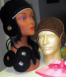 Unique Ear Muffs with Jewels and Hats Original Crochet by Delores Chamblin
