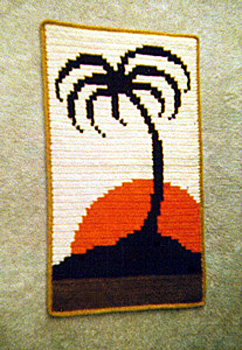 Palm Tree Tropical Sunset Crochet Tapestry by Delores Chamblin