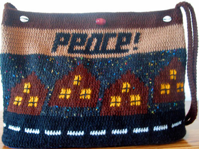 Peace Neighborhood at Night Tapestry Crochet Large Bag by Delores Chamblin