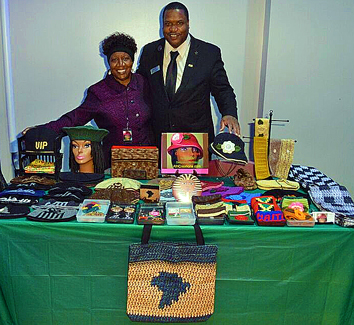 Delores Chamblin, Phil Andrews, AfriCreations Table at LIAACC African American Business Expo Nassau Community College