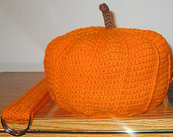Unique Crochet Orange Pumpkin Hat & Crochet Belt with Buckle by Delores Chamblin