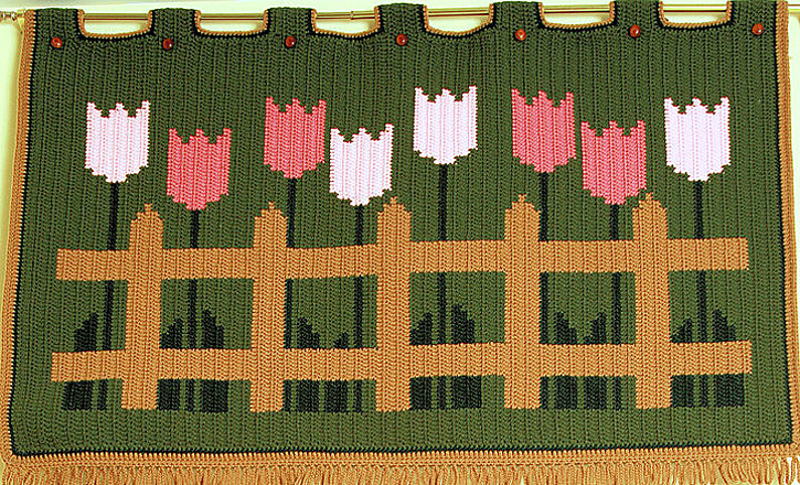 Tulips Garden Crochet Tapestry with Wood Beads by Delores Chamblin