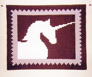 Unicorn Burgundy Crochet Tapestry by Delores Chamblin