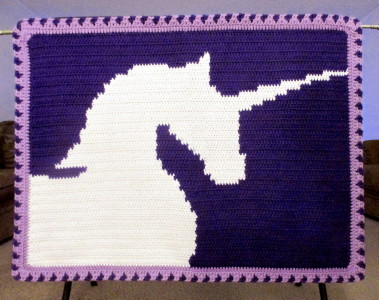 Unicorn Purple Pink Crochet Tapestry by Delores Chamblin